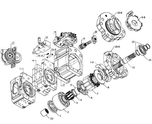 सिलेंडर ब्लॉक पिस्टन के साथ उच्च प्रदर्शन K5V140 कावासाकी हाइड्रोलिक पंप पार्ट्स
